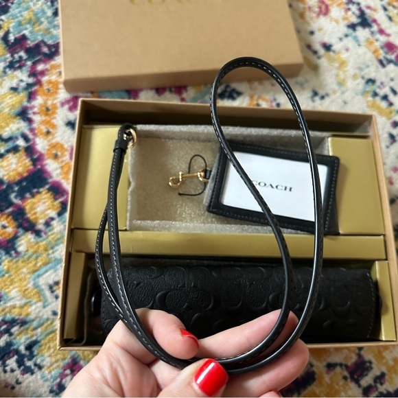 Coach Boxed Pencil Case And Id Lanyard Set In Signature Leather - Picture 4 of 8